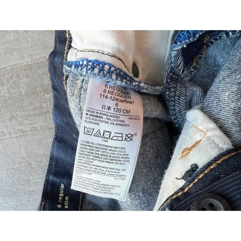Gap Baby Boy Stretch Denim Jeans Dark Rinsed Wash Indigo 6 Regular Slim Casual